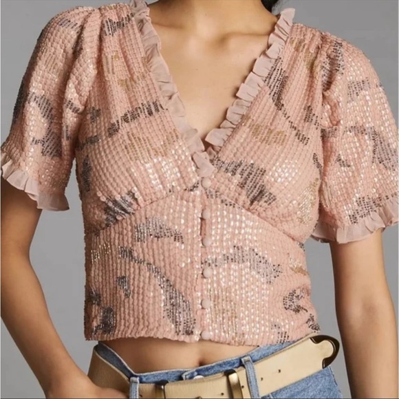 Anthropologie Tops - Anthropologie Plus Forever The Girl Sequin Blouse NWT Sz 2X